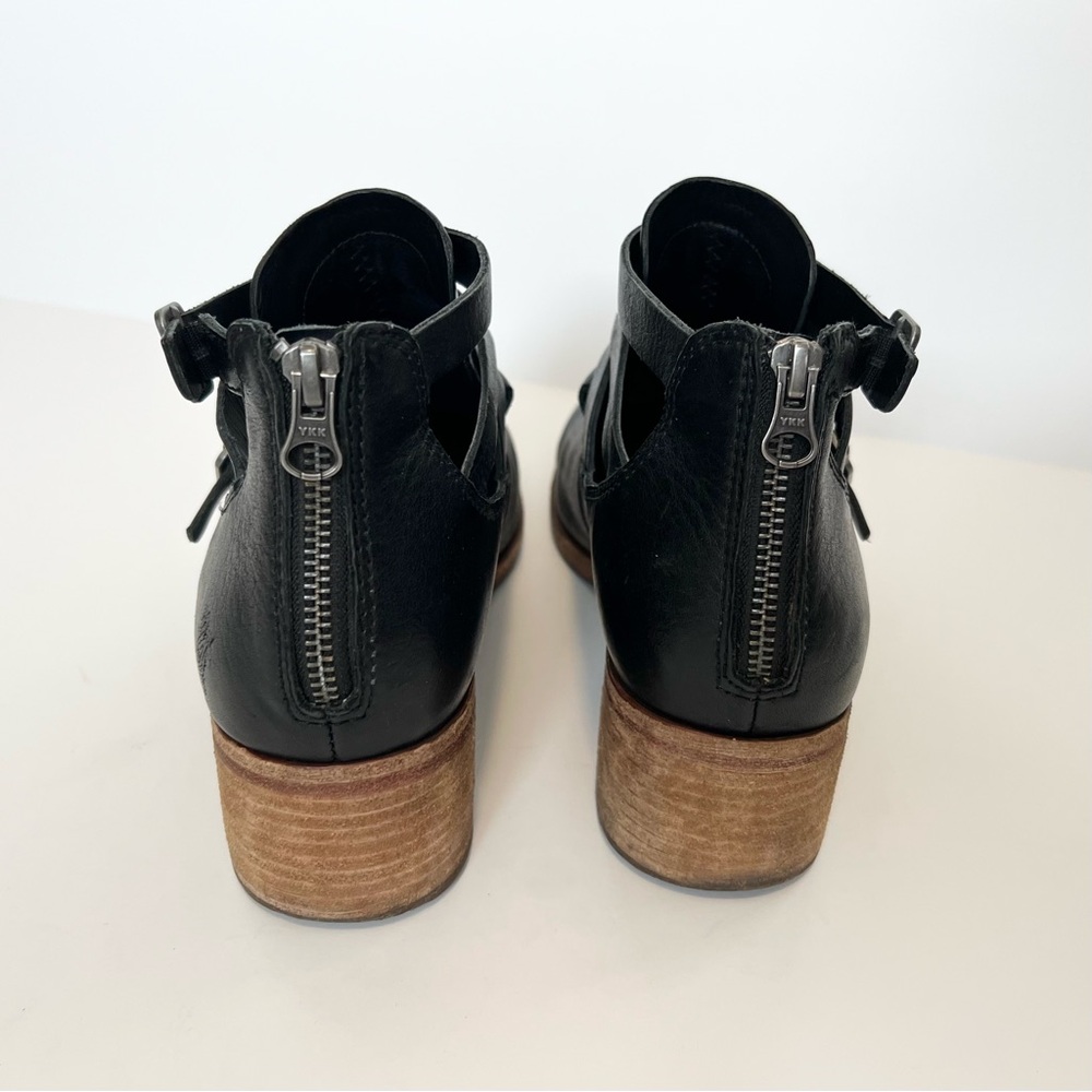 Kork Ease Jardin black leather ankle booties Strappy boots Size 11 Moto boots - Picture 11 of 13